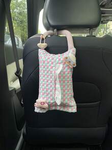 1 Stück Stoff gepolsterte kleine Auto bunte Schachbrettmuster Auto Taschentuch Tasche, Cartoon bunte Raumschiff Auto Zubehör, süße Auto multifunktionale hängende Taschentuch Tasche, kreative Creme Stil Zuhause und Auto Doppelnutzung Taschentuch Tasche, Cartoon Auto Taschentuchbox, Auto multifunktionale Taschentuch Tasche Taschentuch Aufbewahrungstasche - A - Übersicht 3