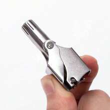 Stainless Steel Manual Nose Hair Trimmer, Washable Mechanical Nose Hair Clipper, Unisex - Silver - View 2