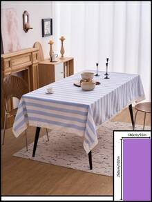 1pc Striped Lace Tablecloth, American Country Style Simple Decorative Dining Table Cloth, Rectangular Coffee Table TV Cabinet Entryway Multi-Functional Cover, Suitable For Holiday Gathering Birthday Party Wedding Dinner Table Decoration Room Decor Office Desk Coffee Table Mat Outdoor Picnic Mat Home Decor Room Decor All Seasons - Blue - View 14