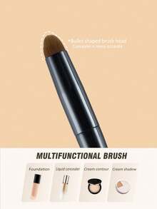 1 pieza Brocha de maquillaje corrector de precisión con punta suave y esponjosa tipo dedo - Cubre expertamente acné, ojeras y manchas - Mango de agarre cómodo, cerdas sintéticas para todo tipo de piel - Ideal para aplicación de maquillaje detallada - Negro - Ver 2