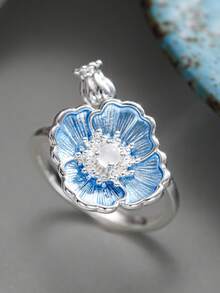 1 pieza Anillo floral encantador, adecuado para mujeres, perfecto para boda, compromiso, fiesta de aniversario, regalo del Día de San Valentín - 1# - Ver 6