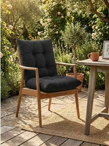 Solid Color Tufted Dining Chair Cushion (Made In Turkey), 50*90cm Soft Backrest Seat Pad, Non-Slip Design, Machine Washable, Suitable For Home, Kitchen, Office And Patio - Black - View 3