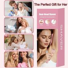 2 In 1 Women Electric Razor & Bikini Trimmer, IPX7 Waterproof Wet Dry Shaver With Ceramic Sharp Blade, USB Rechargeable 400mAh Dual Head Hair Trimmer For Face, Underarm, Leg And Pubic Hair, Portable Personal Groomer, Gift For Men Women,Multiple Color - 西瓜粉 - 查看 11