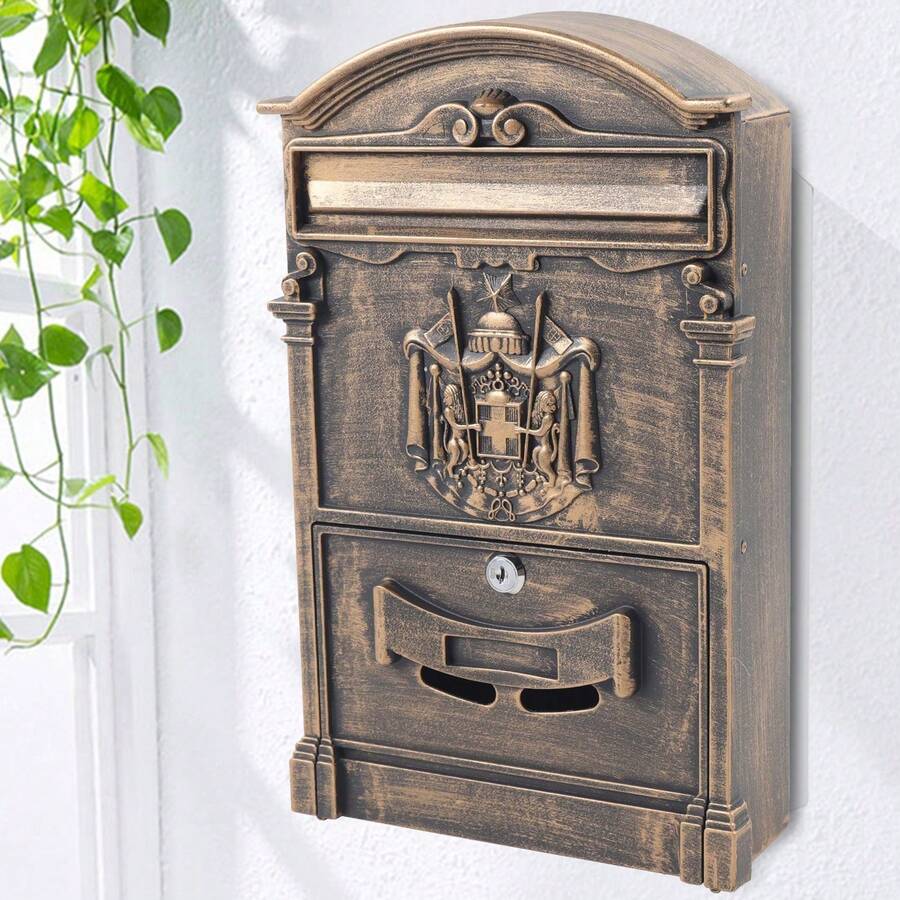 Ubfhonsi European Retro Vintage Mailbox, Wall Mounted Mailbox, Mailbox With Lock - As Shown - View 1