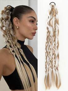 24 Inch Handmade Mixed Color Bubble Ponytail Hair Extension, Suitable For All Women's Hair Types Elastics Rubber Bands - Color Block 2 - View 15