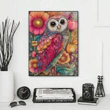 [1pc DIY Diamond Art Kit] 1pc Creative Owl Pattern DIY Diamond Art Painting Kit, Round Diamonds, Mosaic Art Craft, Suitable For Beginners, Home Wall Decor, Unique Gift, Unframed - No Frame - View 2