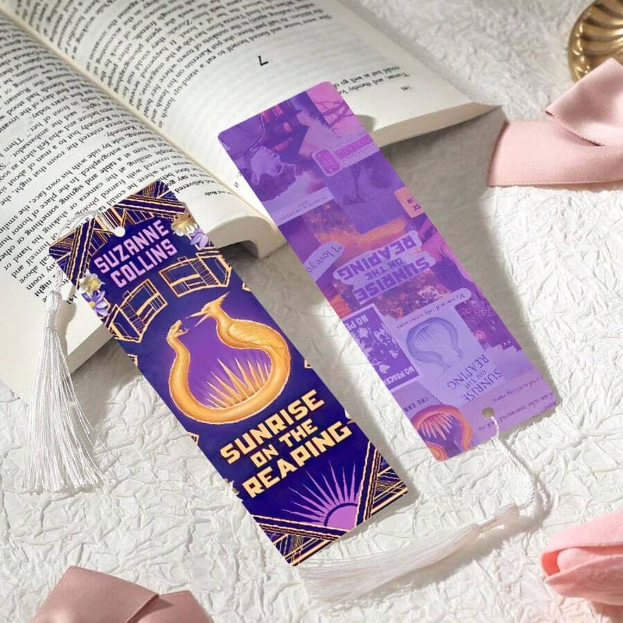 2pcs PET Printed Bookmarks, Exquisite And Beautiful Pattern, Durable And Aesthetic, Unique Pattern Design Suitable For Daily Use Or Collection. The Best Gift For Back To School Season, Whether For Personal Use Or As A Gift To Family And Friends, It's A Unique And Practical Gift Choice, Adding Atmosphere And Fun To Reading Time (Random Color Tassels) - 2PCS - View 1