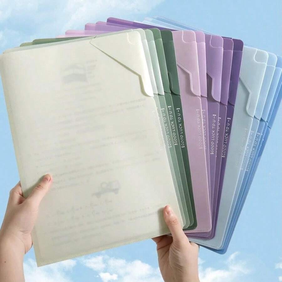 1件/5件裝彩色可攜式防水文件夾套組,L型開口方便使用,A4尺寸,教師必備校園用品,辦公用品,極簡輕量耐用文件收納夾,適用於學生考卷、學習資料收集與整理,辦公文件整理,開學必備 - 多色 - 查看 1