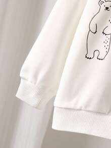 2pcs/Set Autumn Baby Boy Newborn Animal Print Long Sleeve Sweatshirt & Letter All-Over Print Long Pants Set, Bear Zebra Tiger Cartoon All-Over Print Pattern, Slightly Elastic, Suitable For Baby Newborn Daily Wear, Great Gift - White - View 4