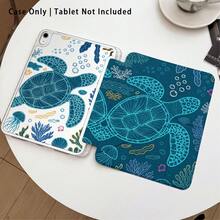 海龜、水母、貝殼與海藻圖案彩繪效果平板保護殼附支架，適用於 Honor 8/9/10/X8/X8A/X9/X8Pro/X9Pro/ MatePad Se 11 吋/MatePad 11 吋/11.5 吋/MatePad Pro/Apple 10th/11th Gen 2025 (A16)/ Galaxy Tab A7/A9 及其他熱門機型 - 款式4 - 查看 2