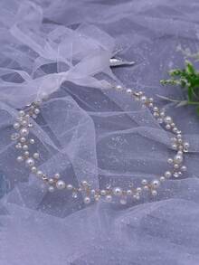 1 Stück glänzender Strass- & Perlen-Taillengürtel, modischer Legierung Blumenkranz Brautkleid Taillenband, geeignet für Brautjungfer, Hochzeit, Verlobung, Feier - Verschiedenfarbig - Übersicht 7