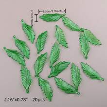 綠葉珠飾 珠寶手工用 綜合散裝 透明壓克力葉子珠吊飾 楓葉造型 花朵帽飾 植物DIY耳環吊墜珠寶手工藝 - 綠色 - 查看 13