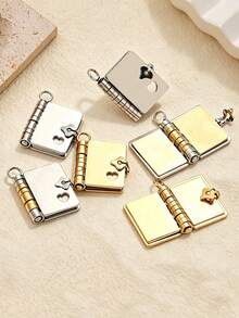 1pc Stainless Steel Girls Love Letter Necklace With Openable Pendant DIY Jewelry Accessory - Blank Book - View 1