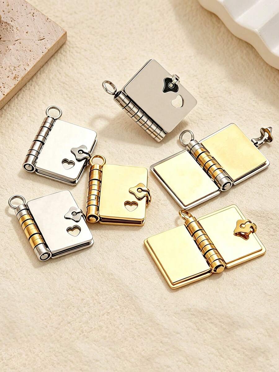 1pc Stainless Steel Girls Love Letter Necklace With Openable Pendant DIY Jewelry Accessory - Blank Book - View 1