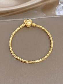 Simple Elegant Heart Pendant Chain Bracelet For Women Golden Chain Bracelet Sets For Travel Valentine'S Day Birthday Music Festival Jewelry Gifts - Multicolor - View 5