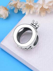 1 buah Manik Mahkota 3D Perak Sterling S925, Desain Minimalis Mengkilap, Gantungan Gelang DIY - Perak - View 4