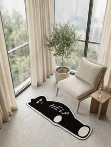 1pc Floor Mat Carpet (Rug, Carpet, Bath Mat, Bath Rug, Door Mat, Runners), Modern Personalized Creative - Cartoon Fun INS Style Anime Black Cat Shaped Decorative Carpet, For Bathroom, Kitchen, Entrance, Hallway, Bedside, Living Room, Bedroom, Etc., All Season Washable Soft Floor Mat, Aesthetic Home Decor - Multicolor - View 5