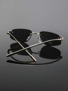 Un par de gafas geométricas de metal sin montura para hombres, de estilo vanguardista, exquisitas, únicas y sutilmente lujosas de estilo americano, gafas de moda adecuadas para clientes que asisten a cumbres de la industria y negociaciones de negocios. - Multicolor - Ver 8