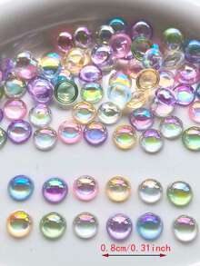 200pcs 8mm Transparent Semi Circle AB Acrylic Flat Bottom Rhinestone Nail Art Clip DIY Craft Decorative Accessories - Color - View 2