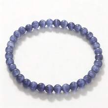 1pc 6mm Cat Eye Stone Bead Bracelet, Multicolor Round Stone Beads Elastic Bangle, Minimalist Fashion Women's Couple Daily Wear Gift - 6mm Cat's Eye - View 17