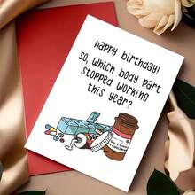 OBOVAY 1pc Funny Pill Graphic Birthday Greeting Card, UniqueGift For Family & Friends (Random Envelope Color)Back To School,Back To School,School Supplies - A - View 2