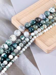 4 6 8 10mm Natural Tree Agate Stone Diy Beads Healing Stone For Lovers Jewelry Making Diy Bracelet Necklace Keychain Making Supplies Accessories - Multicolor - View 4