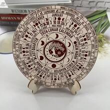 2D設計 2026生命之樹月相曆木製裝飾，含底座圓形月相曆 - 年度環狀曆，適合放置於層架、祭壇或書桌，追蹤全年月相的神祕變化。是月亮愛好者、占星師、自然觀察者及從夜空獲靈感者的理想選擇 - 1套 - 查看 8