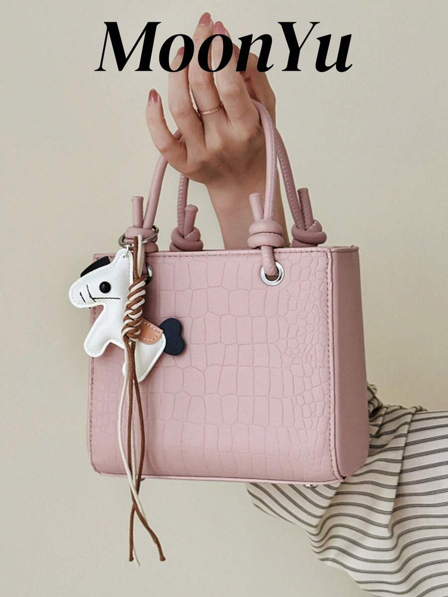 大容量女用手提包，優雅白色女包，刺繡鑽石圖案，斜背包 - 查看 1