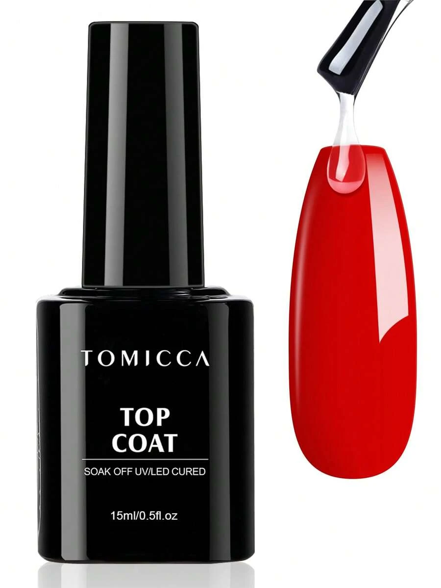 TOMICCA 1pc 15ml Clear Top Coat, UV/LED Curing Required, Quick Drying–DIY Home Salon Manicure Or Gift For Women - TOP CAOT-15ml - View 1