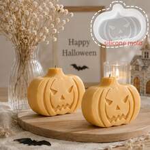 1pc Halloween Pumpkin Ornament Silicone Mold, Aromatherapy Candle Plaster Mold, Perfect For Halloween Atmosphere Decoration Ornament Making, Suitable For Handmade Crafts, Reusable - Pumpkin Mold - View 1