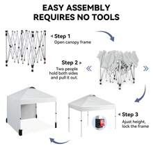 10x10ft Pop Up Canopy Tent With 2 Sidewalls, Waterproof Outdoor Shelter With Vented Roof, Carry Bag & Sandbags - A - View 5