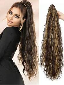 Curly Claw Clip Ponytail Hair Extensions, Highlight Wavy Synthetic Ponytail Extension, Natural Looking Daily Party Wedding Hair Accessories For Women - Multicolor - View 2