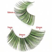par de pestaas verdes para Halloween, pestaas de color verde, pestaas verdes para cosplay, pestaas postizas verdes de 22 mm de largo, pestaas de aspecto dramtico para de disfraces - "color de la imagen - Ver 2