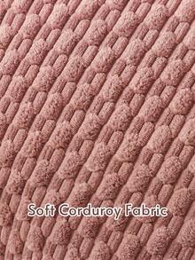 1pc/2pcs Bohemian Striped Throw Pillow Cover (Insert Not Included), Soft Plush Corduroy Solid Color Decorative Square Pillow Case, Suitable For Holiday, Sofa, Bedroom, Bed, All Seasons Use. - Coral Pink - View 3
