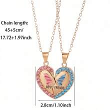 2 Pcs/Set Best Friend Pendant Necklace For School Friend Forever Friendship BFF Necklace Adjustable Geometric Jewelry Gift Love Couple Chain Choke - one-size - View 5