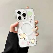 Cute R-Rilakkuma Pink Polka Magnetic Phone 17 16e 16 Pro 15 14 Plus 13 12 11 Back Cover - 2 - View 36