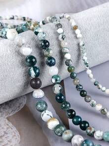 4 6 8 10mm Natural Tree Agate Stone Diy Beads Healing Stone For Lovers Jewelry Making Diy Bracelet Necklace Keychain Making Supplies Accessories - Multicolor - View 6
