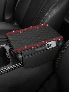 1 pieza Funda universal brillante de diamante para apoyabrazos de coche - Protector de consola central de cuero PU con 2 bolsillos de almacenamiento, se adapta a la mayoría de los modelos de coche - Estilo A - Ver 19