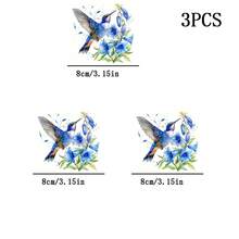 1/2/3 Stück lebendige Kolibri- und blaue Blumen-Bügeltransfer-Aufkleber, Bügeltransfer-Dekore - geeignet für Kissen, DIY, Rucksäcke, T-Shirts, Leinwandtaschen, Sweatshirts, Jeans, T-Shirts, Kleidung, Nähbedarf - Mehrfarbig - Übersicht 7