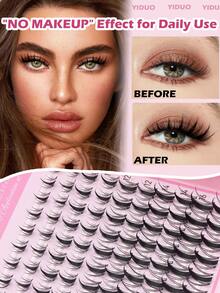 YIDUO Eyelash Cluster Set 1400pcs Cartoon Wet Glossy Soft Fine 40D 50D 60D 80D 9-16mm Continuous Length D Curl Individual Lashes Including Fairy Cartoon Style Lower Lashes Beginner Complete DIY Eyelash Tool Kit - Multicolor - View 4