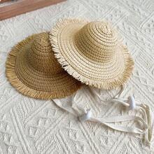 1pc Mini Scented Tassel Outdoor Pet Sun Hat, Mini Sunshade Design Suitable For Camping, Beach, Cat And Dog Daily Sun Protection Pet Accessory, Photo Decoration Accessory - Multicolor - View 4