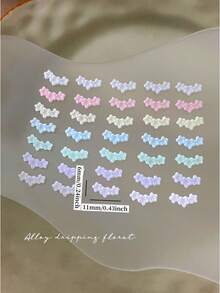 50Pcs New 3-Flower Macaron Pearl Daisy French Dress Hem Nail Art Decorations Nail Charms - Multicolor - View 4