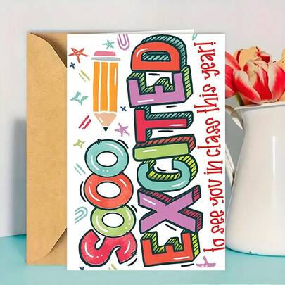 1 pezzo - Cartolina di benvenuto per il ritorno a scuola con busta, cartolina di benvenuto per insegnanti e studenti, cartolina di benvenuto alla mia classe, cartolina di auguri per chiunque