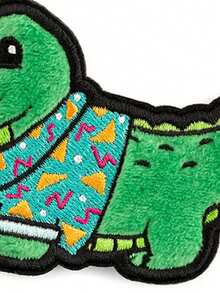 1pc Fuzzy Crocodile Iron-On Patch, Cute Alligator With Retro Shirt Embroidered Patch - Multicolor - View 4