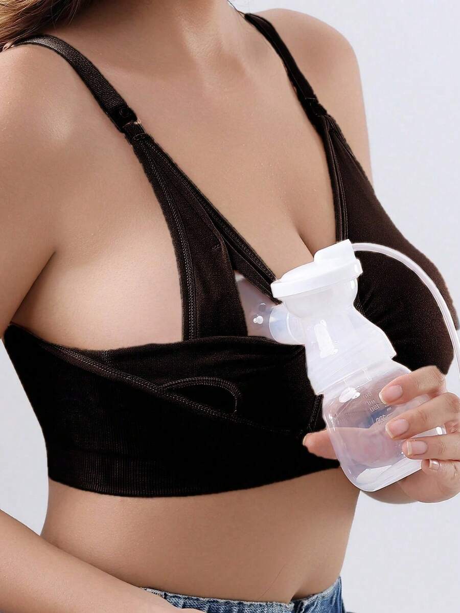 免手持哺乳內衣 孕婦內衣(奶瓶為道具) - 黑色 - 查看 1