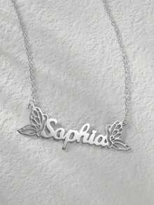1pc Stainless Steel Customized Butterfly Name Necklace, Personalized Fashion Cute Private Nameplate Pendant Necklace, Best Daily Accessory For Women, Women's Jewelry Gift, Customized Name Necklace, Customizable Item, Personalized Gift For Her, Mother's Day Gift, Girlfriend Gift, Birthday Gift, Anniversary Gift - Multicolor 3 - View 8