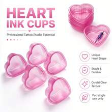 Pink Heart-Shaped Disposable Tattoo Cleaning Cup And Ink Mixing Cup, Designed For Cleaning Tattoo Needles And Mixing Ink; Features A Stable Base And Is Specifically Designed For Tattoo Artists - View 3