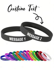 Custom Laser Engraved Silicone Wristbands - Personalized Solid Color Rubber Bracelets Bulk Supply, Laser Engraved Bracelets, Bulk Supply Sports Wristbands, Event Party Accessories, Customized Text Bracelets, Wedding Favors, Eternal Love - Multicolor - View 1