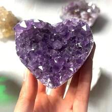 1PC 3-4cm Heart Uruguay Amethyst Crystal Cluster High Quality Natural Purple Quartz Healing Stone Love Energy Decor Gift - Amethyst Heart - View 2