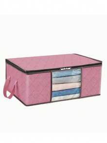 1/3/6/10pcs Foldable Home Clothing Storage Bags, Home Organization Bags Suitable For Clothes, Quilts, Sweaters, Bedding, Bedroom, Pillows And Closet Organization And Storage,Dorm Room - Pink - View 4